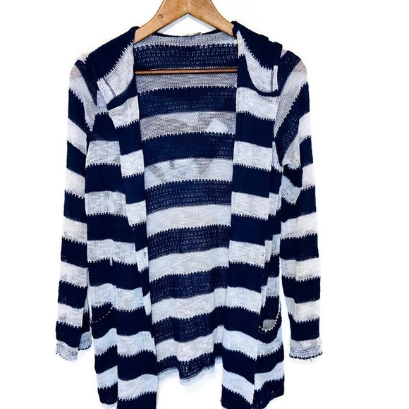 Splendid women’s med navy & white hoodie sweater - Picture 1 of 5